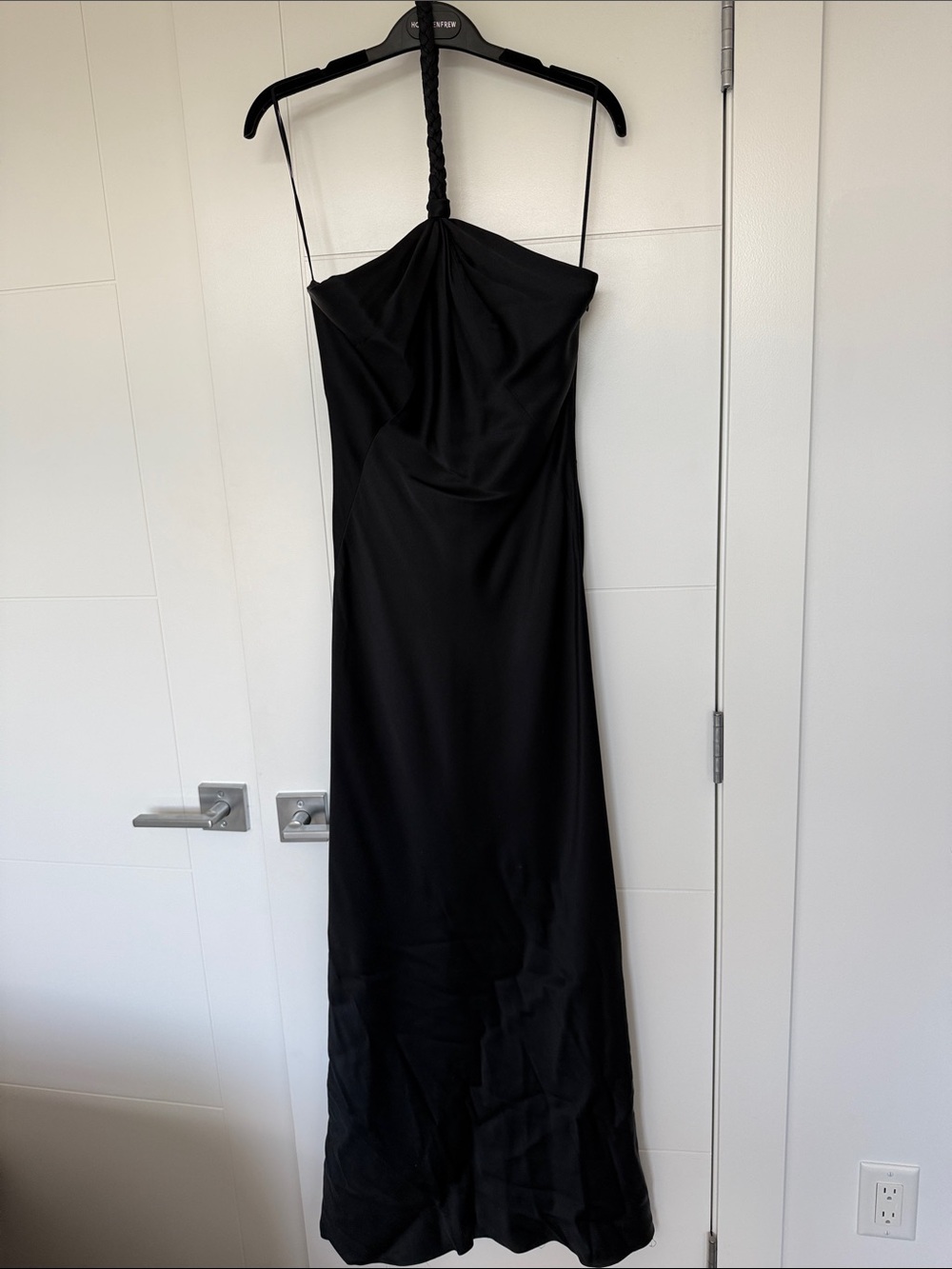 Elie Tahari Black One-Shoulder Braided Strap Gown